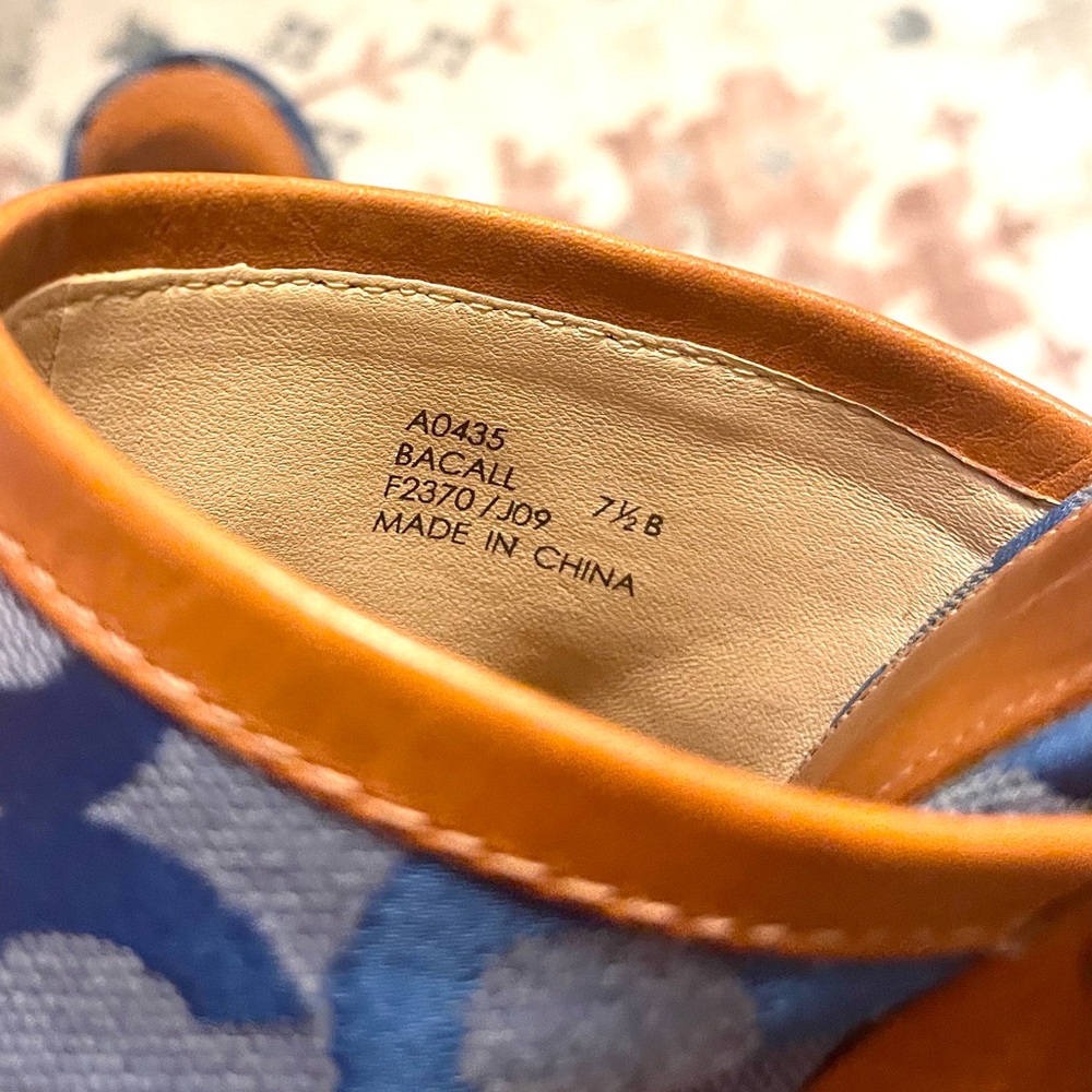 Coach Heels Bacall Wooden Clog Blue and Tan Mules in very good condition! - Picture 6 of 7